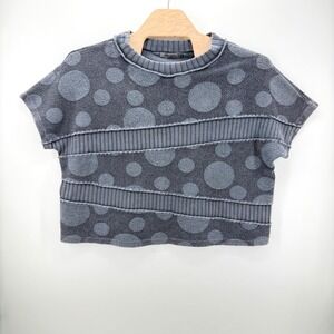 Beau Jours Sweatshirt Womens XS Blue Polka Dot USA Made Oversized Lagenlook